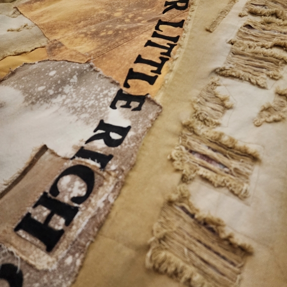 Upcycled Couture concept Designer Maxi Skirt Mustard Denim ShabbyChic - Picture 11 of 16